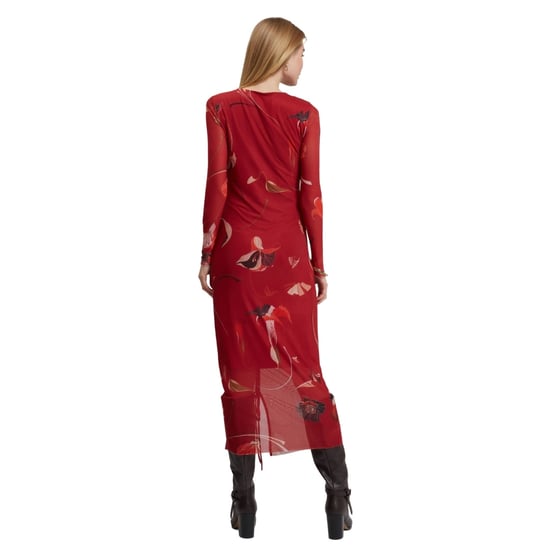 Ted Baker Jazzy Bodycon Mesh Gathered Red Midi Dress - Image 5