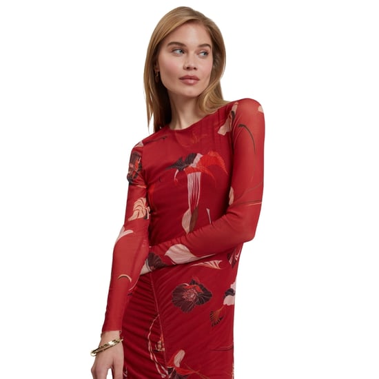 Ted Baker Jazzy Bodycon Mesh Gathered Red Midi Dress - Image 6