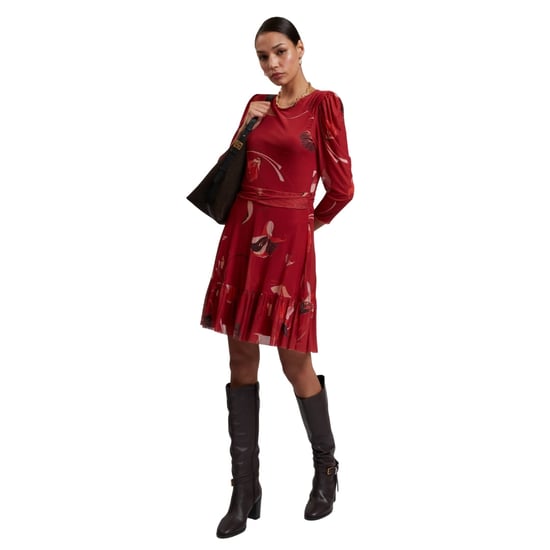 Ted Baker Mini-jurk Met Mesh En Geplooide Schouders, In Rood, In Skaterstijl - Image 3