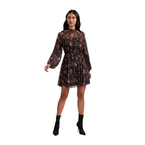 Ted Baker Avetta Mini-jurk Met Lange Mouwen, Bloemenprint En Zwarte Mesh - Image 5