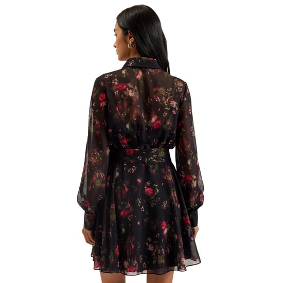 Ted Baker Ebene Zwarte Jurk Met Kraag En Print, Knoopsluiting - Image 5