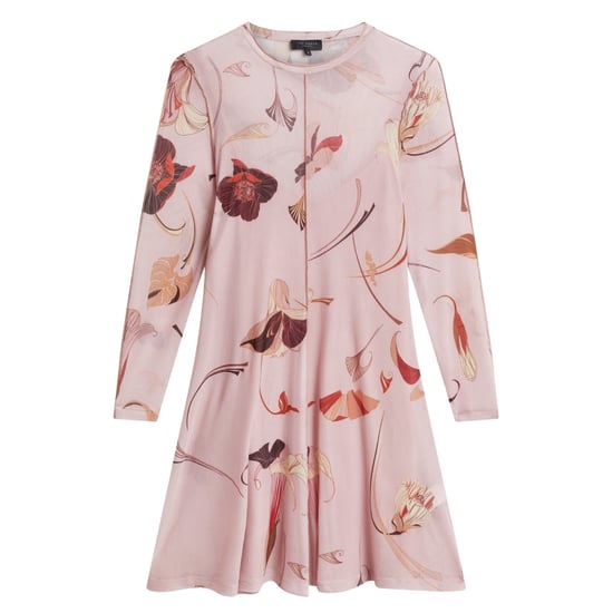Ted Baker Midi-jurk Met Lange Mouwen Van Mesh In Lichtroze - Image 1