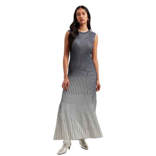 Ted Baker Dilyaa Texturerad Randig Stickad Marinblå Klänning - Image 2