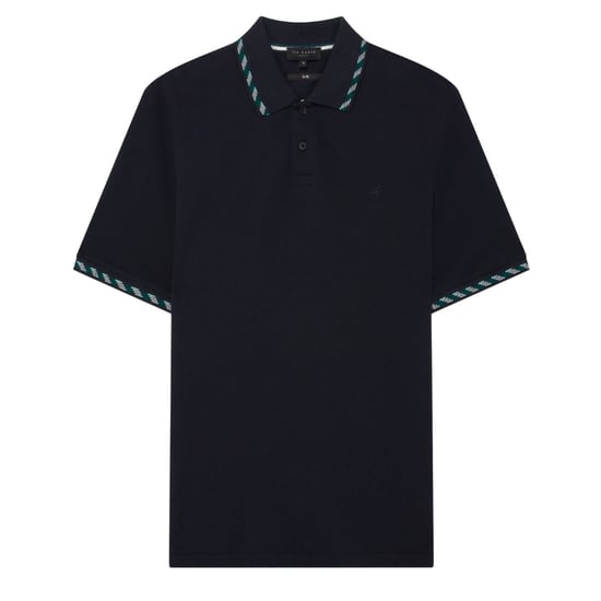 Ted Baker Ss House Check Jacquard Navy Polo Shirt - Image 1