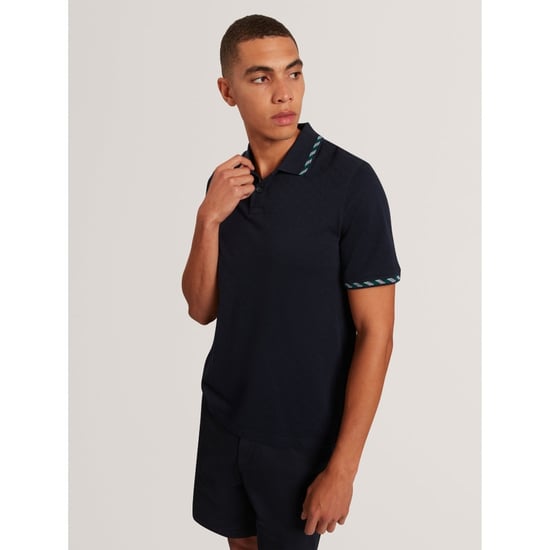 Ted Baker Ss House Check Jacquard Navy Polo Shirt - Image 3