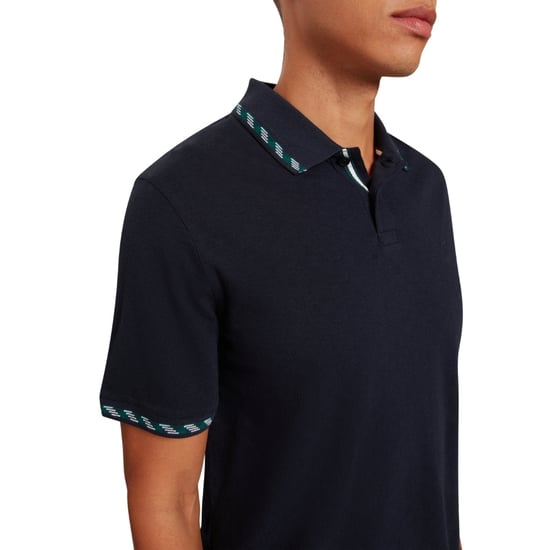 Ted Baker Ss House Check Jacquard Navy Polo Shirt - Image 4