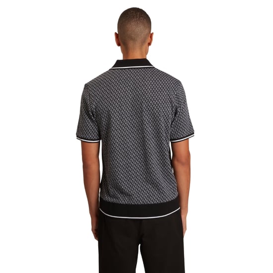 Ted Baker Ss Regular Geo Textured Black Polo Shirt - Image 4