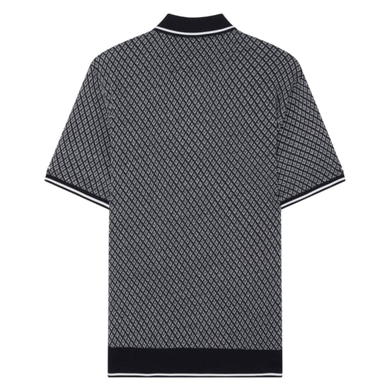 Ted Baker Ss Regular Geo Textured Navy Polo Shirt - Image 2