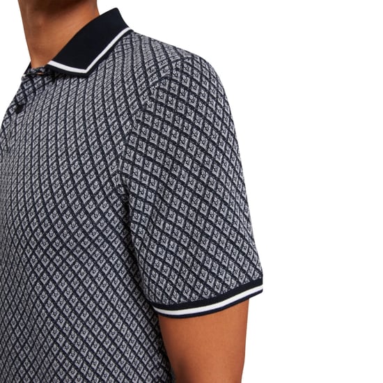 Ted Baker Ss Regular Geo Textured Navy Polo Shirt - Image 4