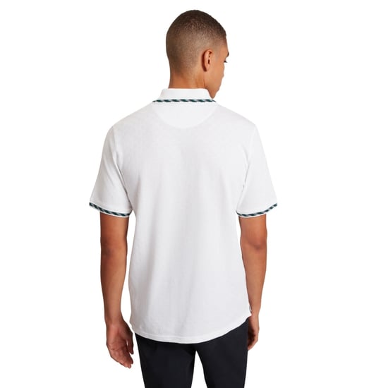Ted Baker Ss House Check Jacquard White Polo Shirt - Image 4
