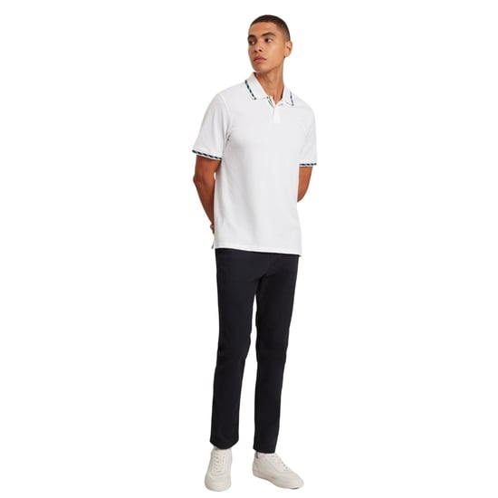 Ted Baker Ss House Check Jacquard White Polo Shirt - Image 6