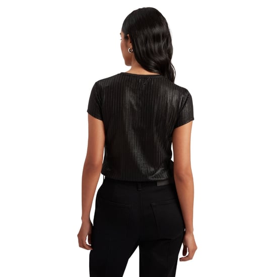 Ted Baker Katrino Metallic T-shirt Met Korte Mouwen En Ronde Hals, Zwart - Image 3