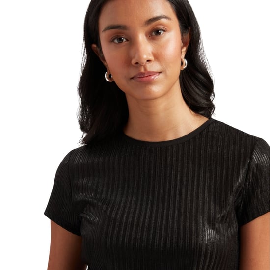 Ted Baker Katrino Metallic T-shirt Met Korte Mouwen En Ronde Hals, Zwart - Image 4