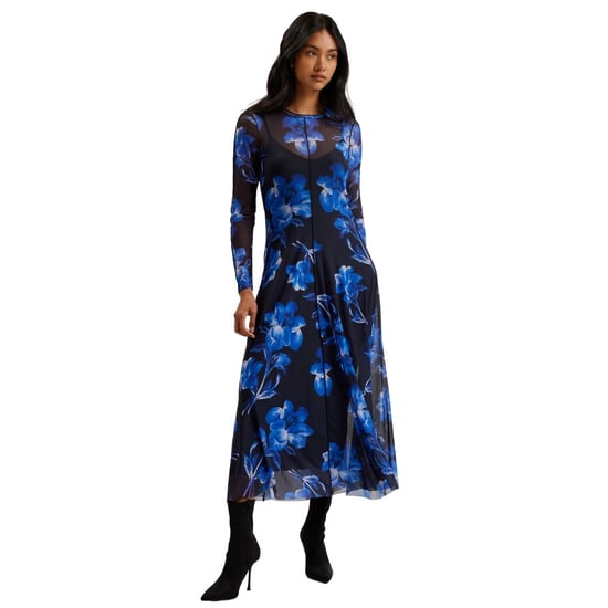 Ted Baker Rozeen Mesh Midi-jurk Met Lange Mouwen En Print In Blauw - Image 2