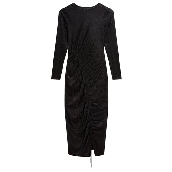 Ted Baker Sherlay Jacquard T Bodycon Gathered Black Dress - Image 1