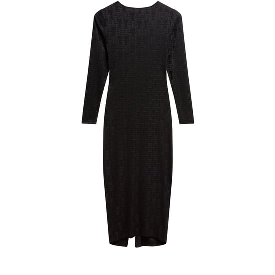 Ted Baker Sherlay Jacquard T Bodycon Gathered Black Dress - Image 2