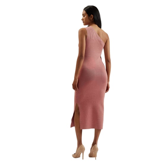 Ted Baker Kaleyy One Shoulder Lurex Stickad Midiklänning Ljusrosa - Image 3