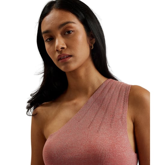 Ted Baker Kaleyy One Shoulder Lurex Stickad Midiklänning Ljusrosa - Image 4
