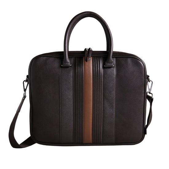 Ted Baker Never Striped Pu Brown Document Laptop Bag - Image 1