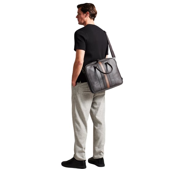 Ted Baker Never Striped Pu Brown Document Laptop Bag - Image 4