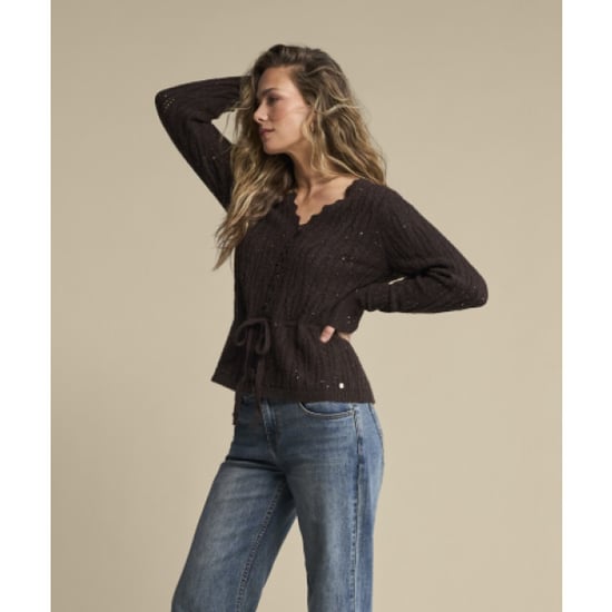 Red Button Cardigan ajour sparkle - Image 1
