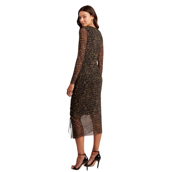 Ted Baker - Rynkad Midiklänning I Mesh Med Svart Slits - Image 4