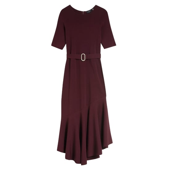 Ted Baker Samalee Gebreide Rode Midi-jurk Met Zwierige Rok - Image 1