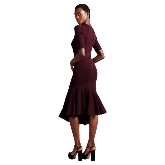 Ted Baker Samalee Gebreide Rode Midi-jurk Met Zwierige Rok - Image 4