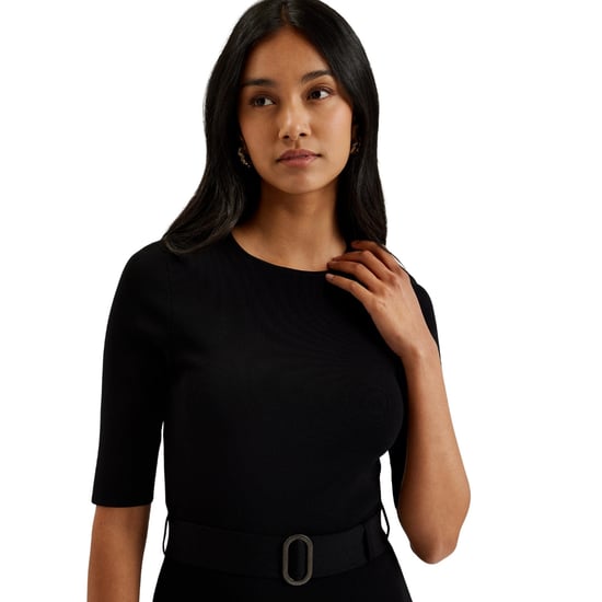 Ted Baker Samalee Stickad Flippy Kjol Midi Svart Klänning - Image 3