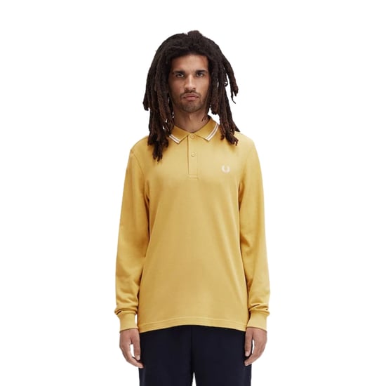 Fred Perry Zwarte Polo Met Dubbele Kraag En Honingraatpatroon En Lange Mouwen - Image 3
