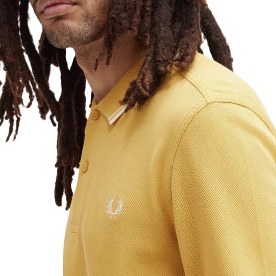 Fred Perry Zwarte Polo Met Dubbele Kraag En Honingraatpatroon En Lange Mouwen - Image 5
