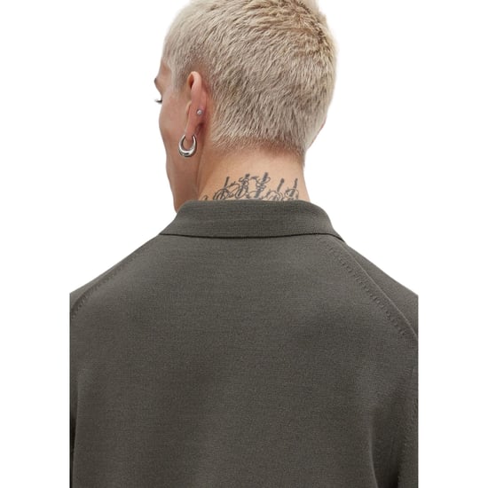Fred Perry Plain Field Green Long Sleeve Knitted Polo - Image 4