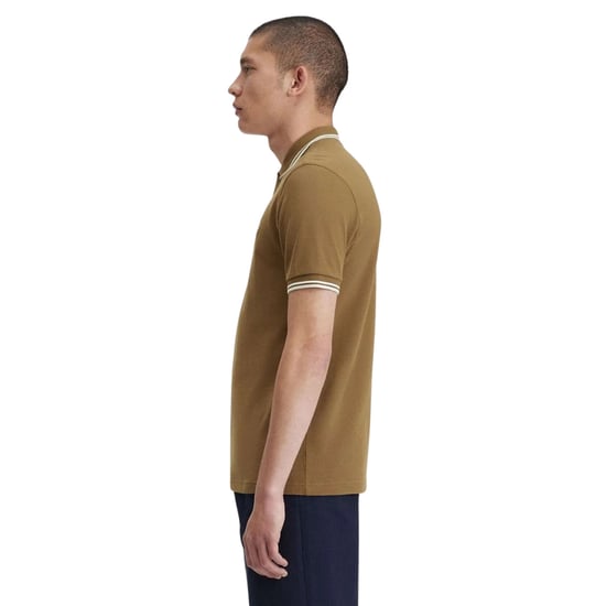 Fred Perry Poloshirt Met Dubbele Bies In De Kleur Shaded Stone - Image 4