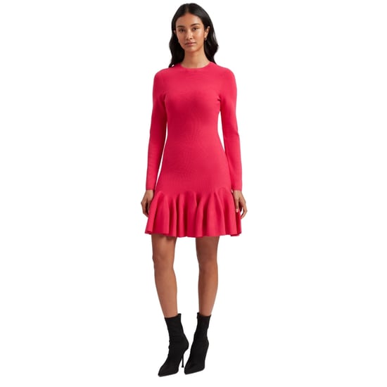 Ted Baker Loisss Flippy Skirt Minijurk Met Lange Mouwen In Fuchsia - Image 3