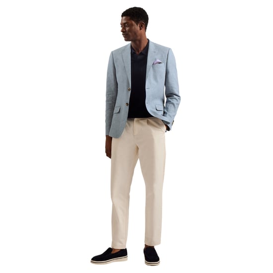 Ted Baker Damaskj Slim Cotton Linen Blue Blazer Jacket - Image 2