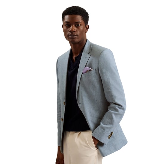 Ted Baker Damaskj Slim Cotton Linen Blue Blazer Jacket - Image 3