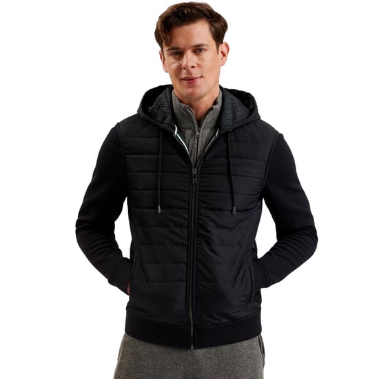 Ted Baker Adburys Regular Black Quilted Zip Hoodie - Image 4