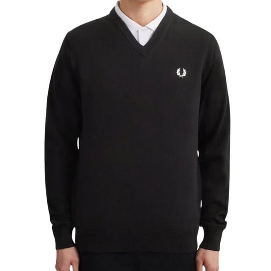 Fred Perry Klassieke V-hals Zwarte Trui - Image 3