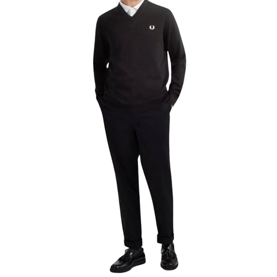 Fred Perry Klassieke V-hals Zwarte Trui - Image 4