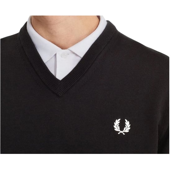 Fred Perry Klassieke V-hals Zwarte Trui - Image 5