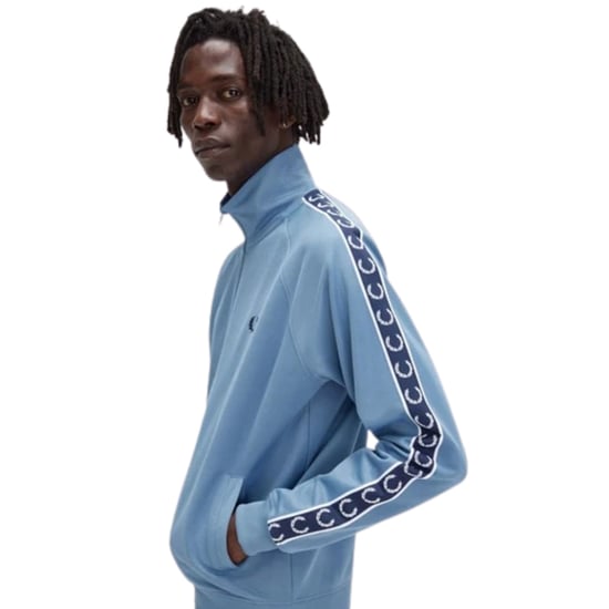 Fred Perry Contrast Tape Ash Blue Trainingsjack - Image 5