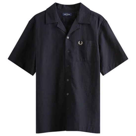 Fred Perry Textured Lightweight Navy Blue Vacation Shirt - Image 1