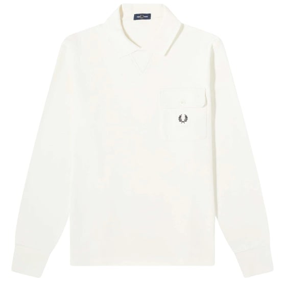 Fred Perry Long Sleeve Loopback Ecru Sweater - Image 1
