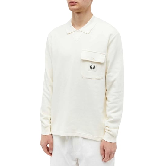Fred Perry Long Sleeve Loopback Ecru Sweater - Image 2