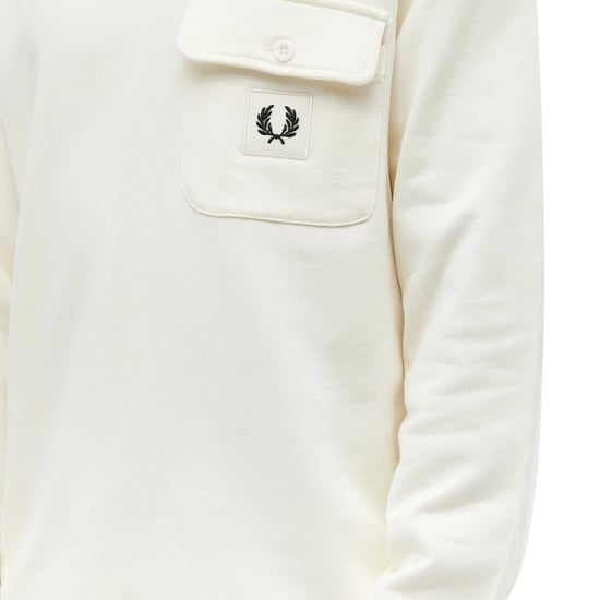 Fred Perry Long Sleeve Loopback Ecru Sweater - Image 4