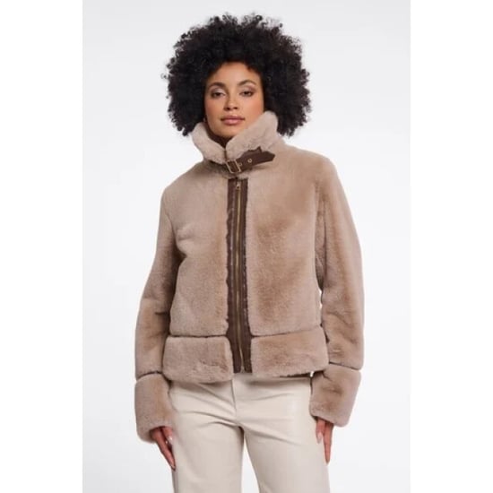 Rino & Pelle Lambra.7002612 rino en pelle short faux fur jacket oat - Image 1