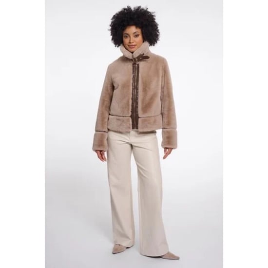 Rino & Pelle Lambra.7002612 rino en pelle short faux fur jacket oat - Image 2