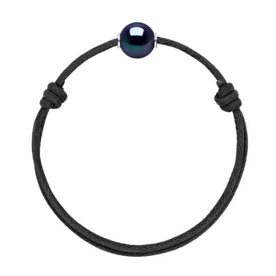 Bracelet Genuine Freshwater Pearl Round 10-11 mm BLACK — Sterling Silver 925 — 25 cm — Men - Image 1