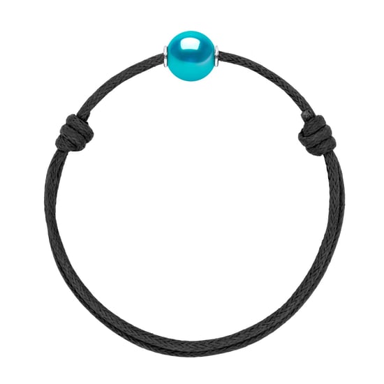 Bracelet Genuine Freshwater Pearl Round 10-11 mm DARK BLUE — Sterling Silver 925 — 25 cm — Men - Image 1