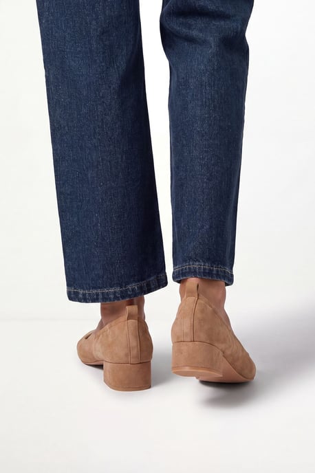 Layla Faux Suede Elasticated Back Low Block Heel Ballet Pumps - Image 2